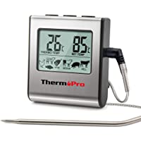 ThermoPro TP16 Termómetro digital de Cocina Carne Alimento para Barbacoa Horno Leche Parrilla con Temporizador y Alarma…